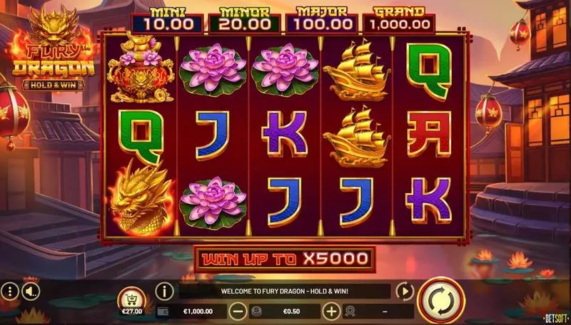 Fury Dragon – Hold and Win  Real Money Slot made by BetSoft - Main Screen Reels