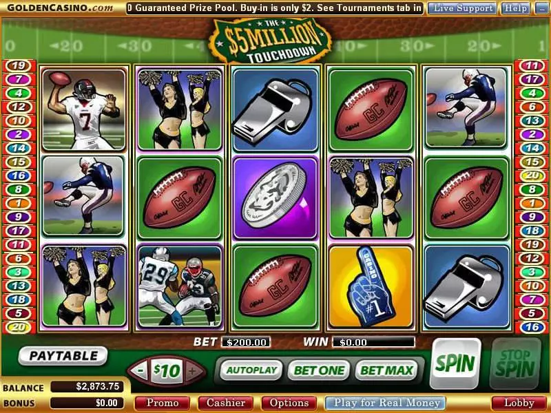 Game Day  Real Money Slot made by WGS Technology - Main Screen Reels