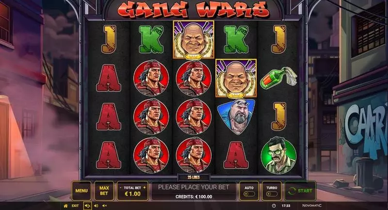 Gang Wars  Real Money Slot made by Greentube - Main Screen Reels