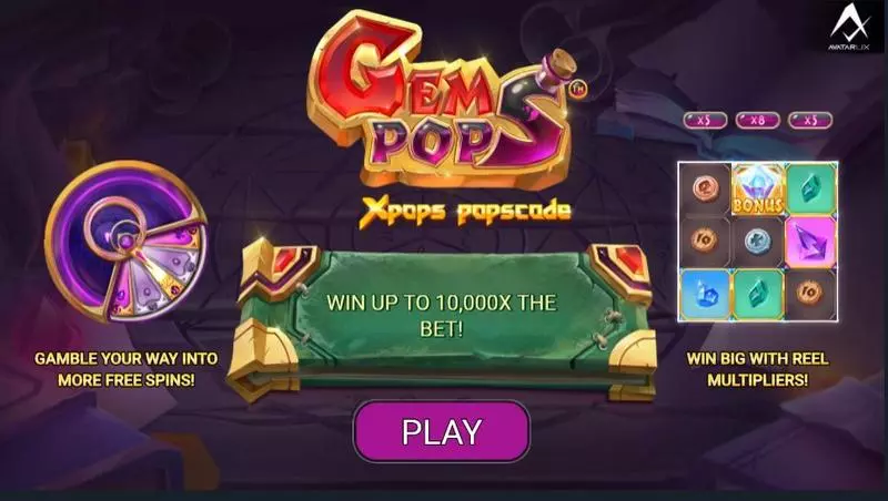 GemPops  Real Money Slot made by AvatarUX - Introduction Screen