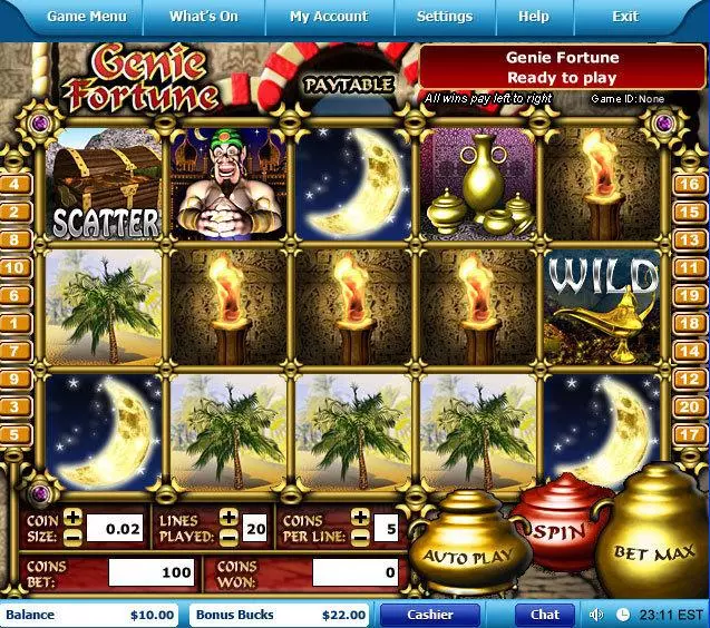 Genie Fortune  Real Money Slot made by Leap Frog - Main Screen Reels