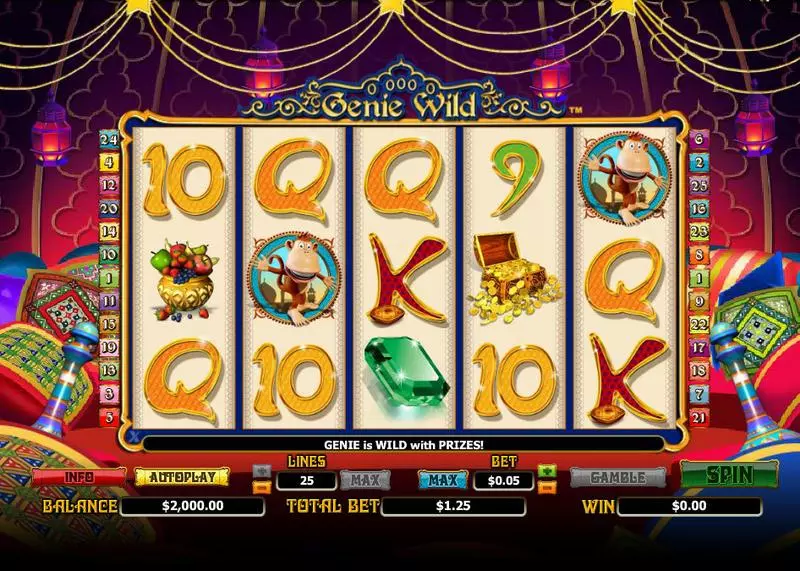 Genie Wild  Real Money Slot made by NextGen Gaming - Main Screen Reels