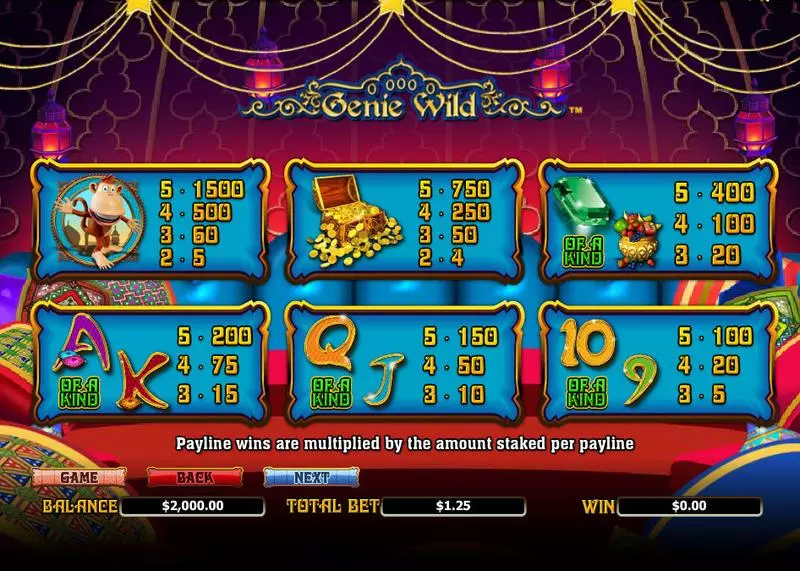 Genie Wild  Real Money Slot made by NextGen Gaming - Info and Rules