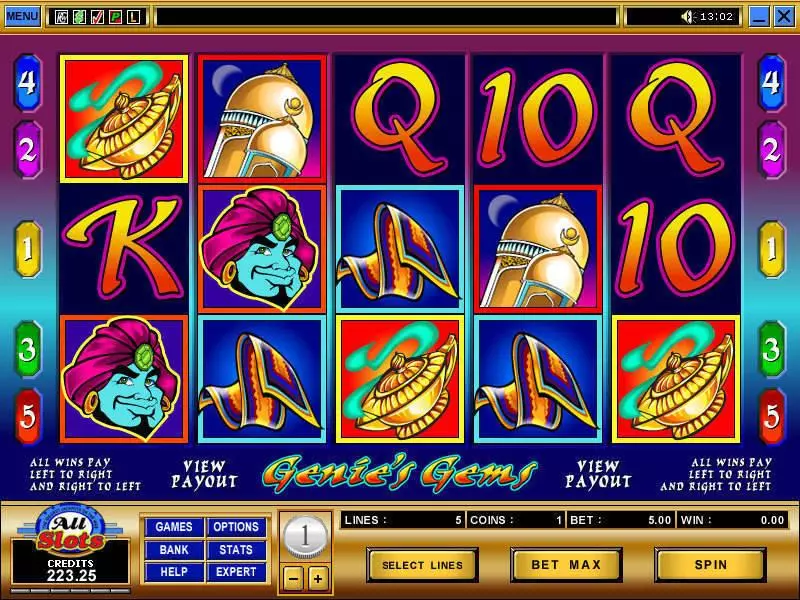 Genie's Gems  Real Money Slot made by Microgaming - Main Screen Reels