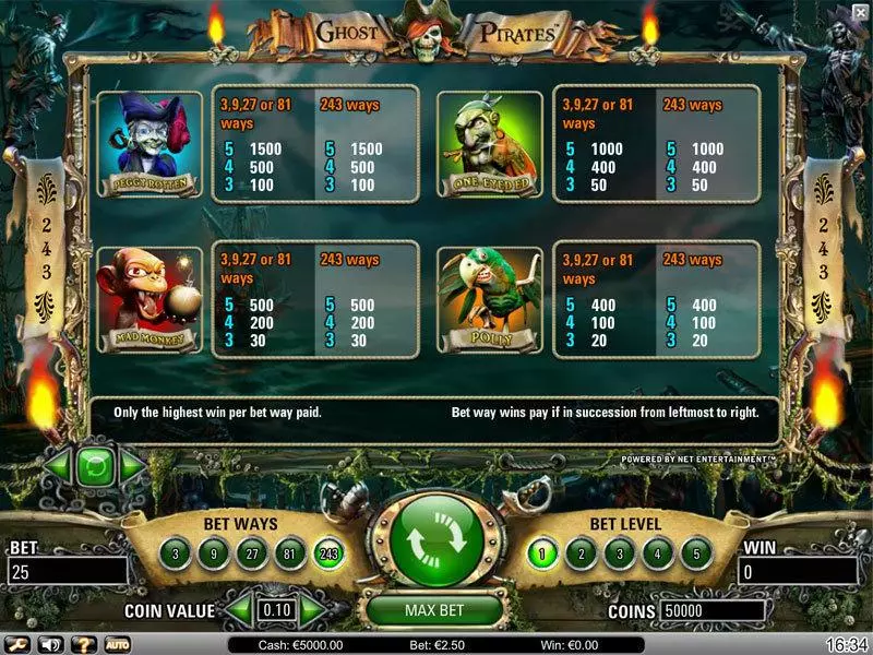 Ghost Pirates  Real Money Slot made by NetEnt - Info and Rules