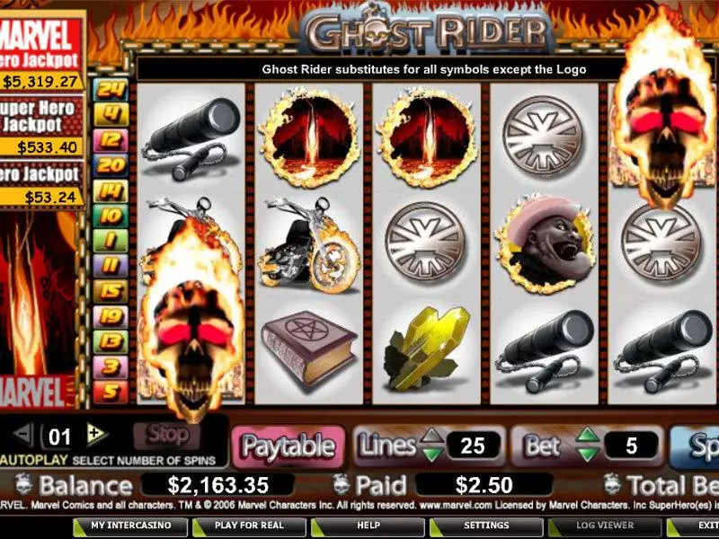 Ghost Rider  Real Money Slot made by PlayTech - Main Screen Reels