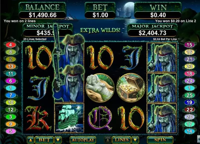 Ghost Ship  Real Money Slot made by RTG - Main Screen Reels