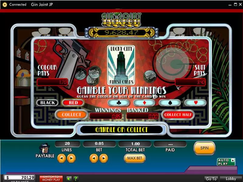 Gin Joint Jackpot  Real Money Slot made by 888 - Gamble Screen