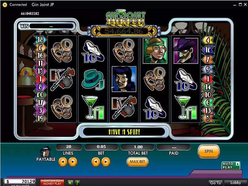Gin Joint Jackpot  Real Money Slot made by 888 - Main Screen Reels