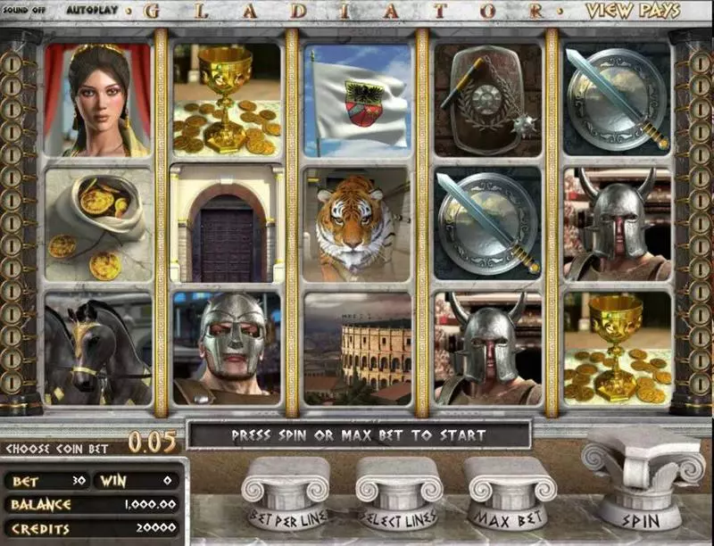 Gladiator  Real Money Slot made by BetSoft - Main Screen Reels