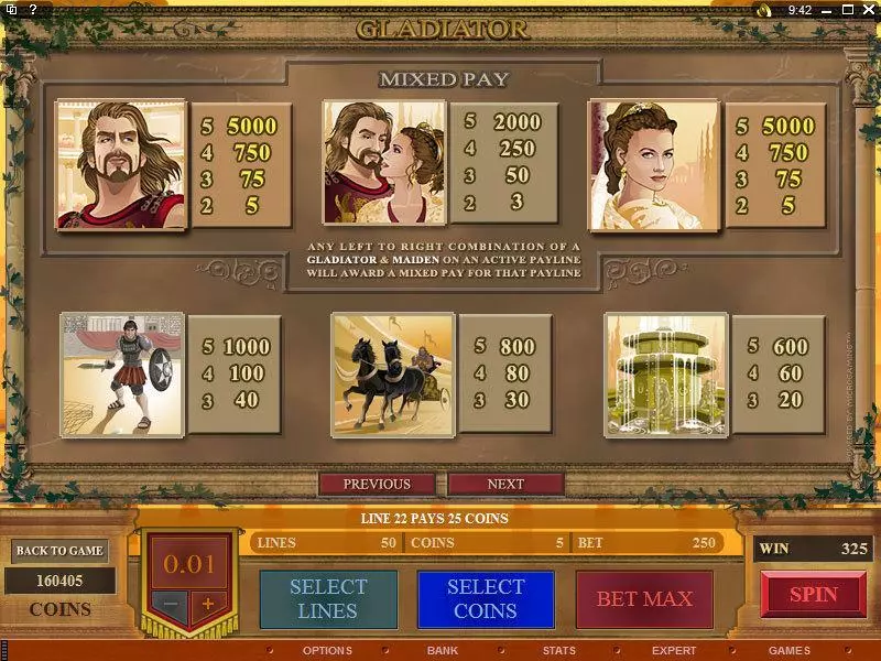 Gladiator  Real Money Slot made by Microgaming - Info and Rules
