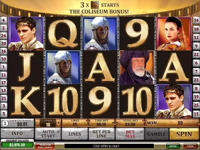 Gladiator  Real Money Slot made by PlayTech - Main Screen Reels