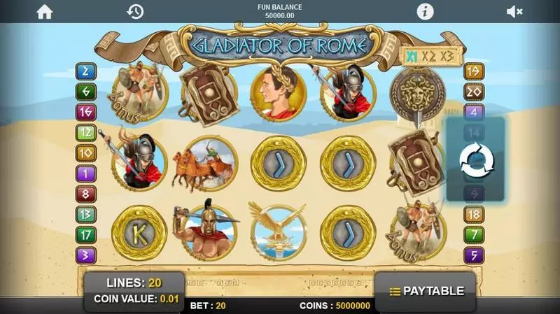 Gladiators of Rome   Real Money Slot made by 1x2 Gaming - Main Screen Reels