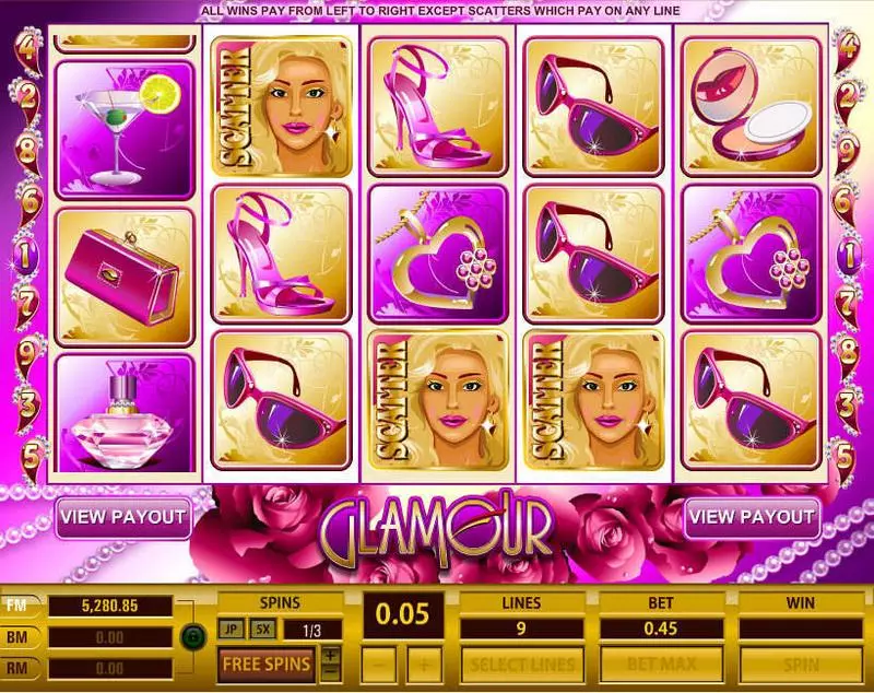 Glamour  Real Money Slot made by Topgame - Main Screen Reels