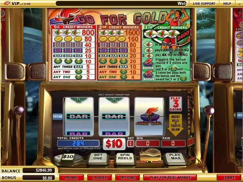 Go for Gold  Real Money Slot made by WGS Technology - Main Screen Reels
