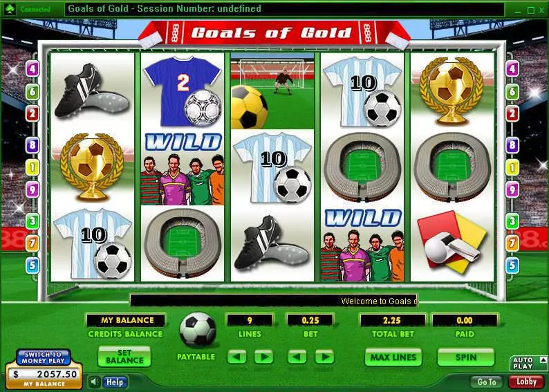 Goals of Gold  Real Money Slot made by 888 - Main Screen Reels