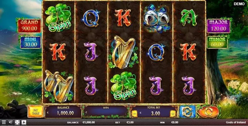Gods of Ireland  Real Money Slot made by Red Rake Gaming - Main Screen Reels
