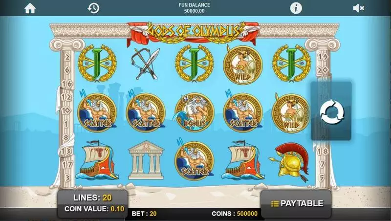 Gods of Olympus  Real Money Slot made by 1x2 Gaming - Main Screen Reels