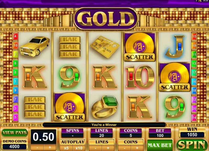 Gold  Real Money Slot made by Big Time Gaming - Main Screen Reels