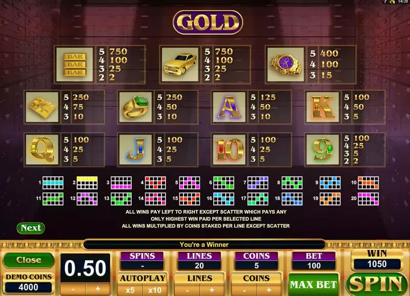 Gold  Real Money Slot made by Big Time Gaming - Info and Rules