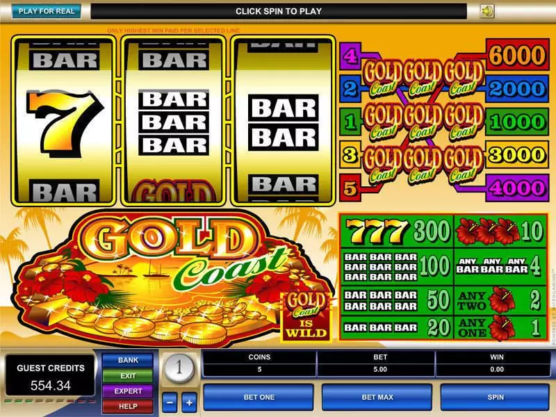 Gold Coast  Real Money Slot made by Microgaming - Main Screen Reels