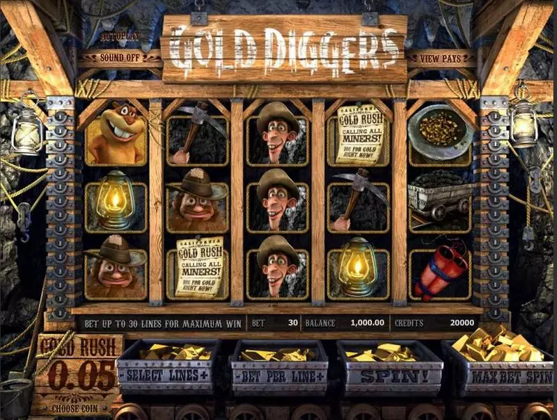 Gold Diggers  Real Money Slot made by BetSoft - Main Screen Reels