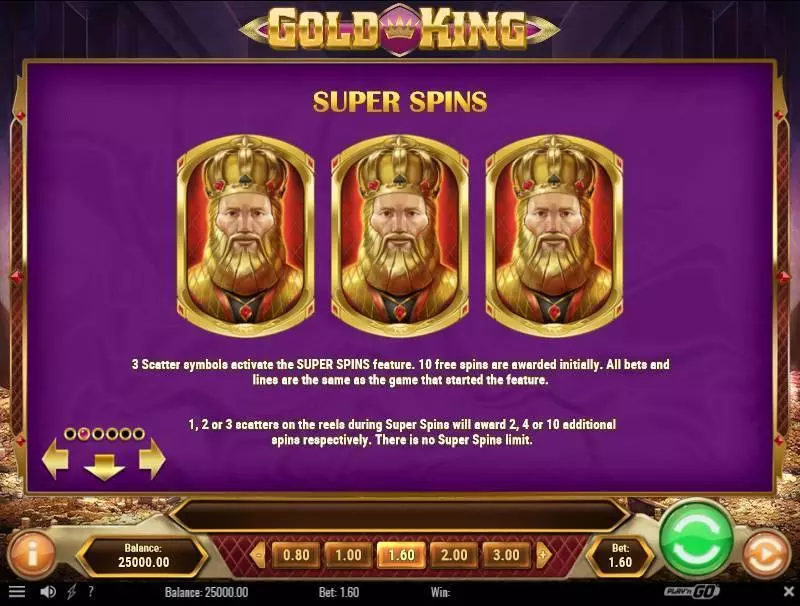 Gold King  Real Money Slot made by Play'n GO - Free Spins Feature
