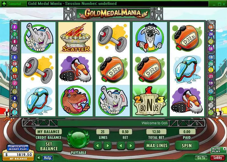 Gold Medal Mania  Real Money Slot made by 888 - Main Screen Reels