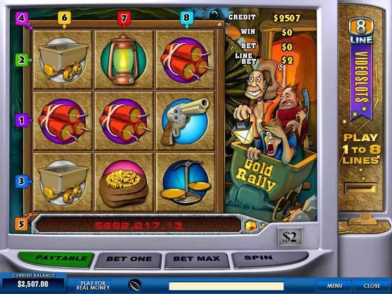 Gold Rally 8 Line  Real Money Slot made by PlayTech - Main Screen Reels