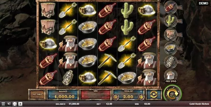 Gold Rush Riches  Real Money Slot made by Red Rake Gaming - Main Screen Reels