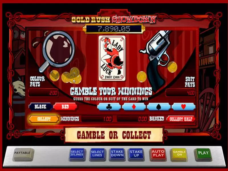 Gold Rush Showdown  Real Money Slot made by 888 - Gamble Screen
