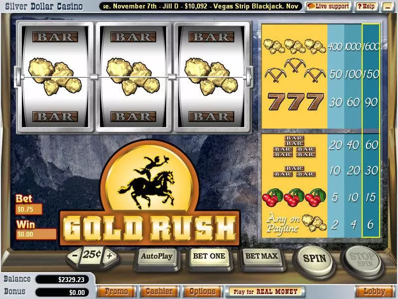 Gold Rush  Real Money Slot made by Vegas Technology - Main Screen Reels