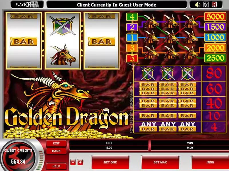 Golden Dragon  Real Money Slot made by Microgaming - Main Screen Reels