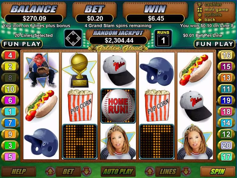 Golden Glove  Real Money Slot made by RTG - Main Screen Reels