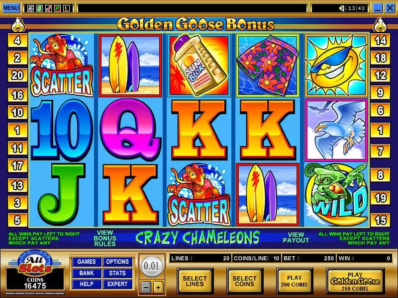 Golden Goose - Crazy Chameleons  Real Money Slot made by Microgaming - Main Screen Reels