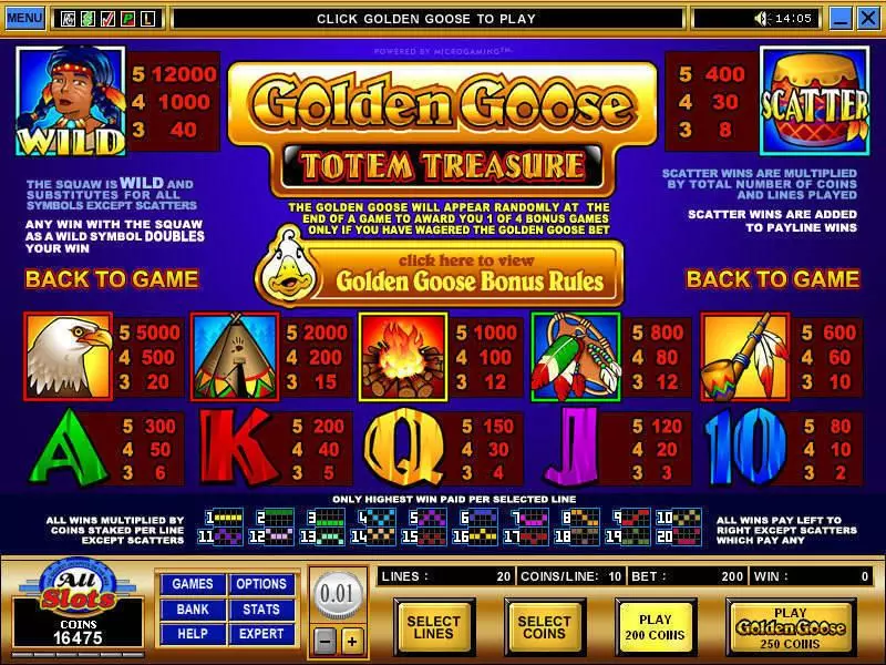 Golden Goose - Totem Treasure  Real Money Slot made by Microgaming - Info and Rules