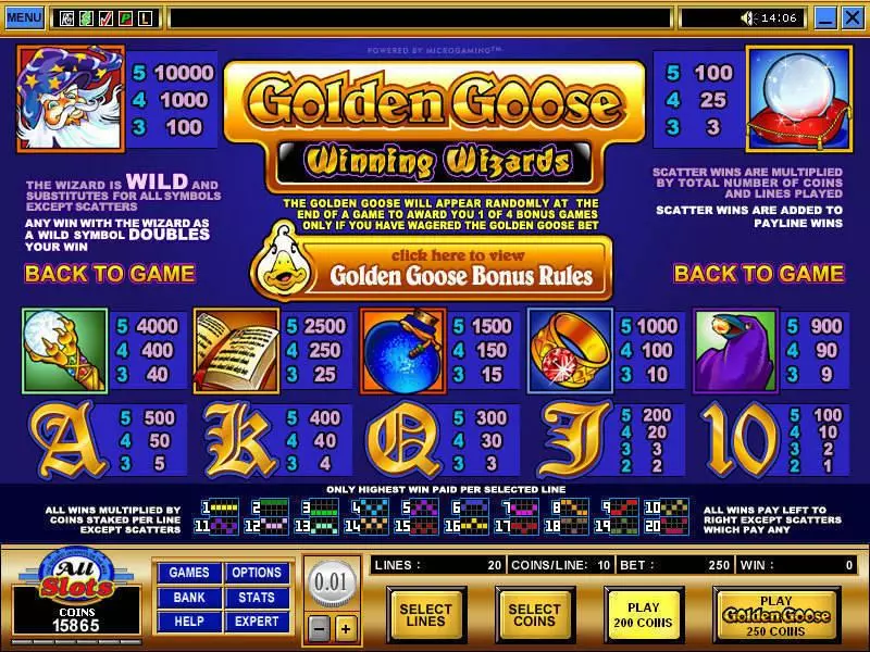 Golden Goose - Winning Wizards  Real Money Slot made by Microgaming - Info and Rules