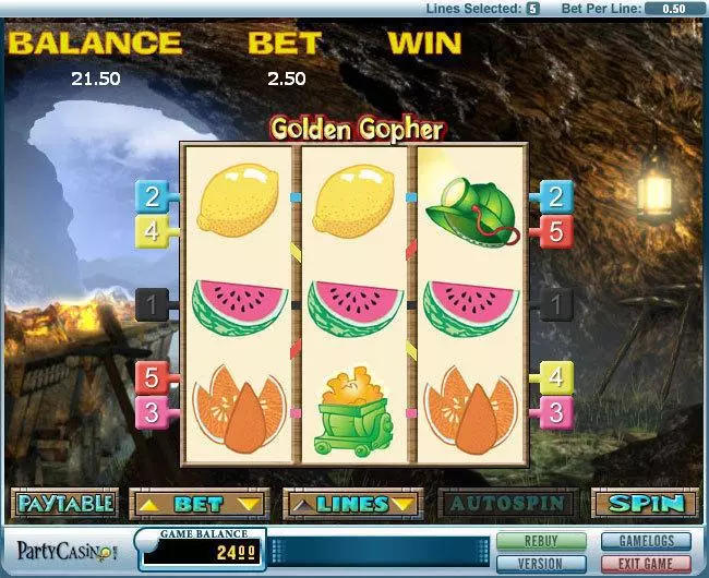 Golden Gopher  Real Money Slot made by bwin.party - Main Screen Reels
