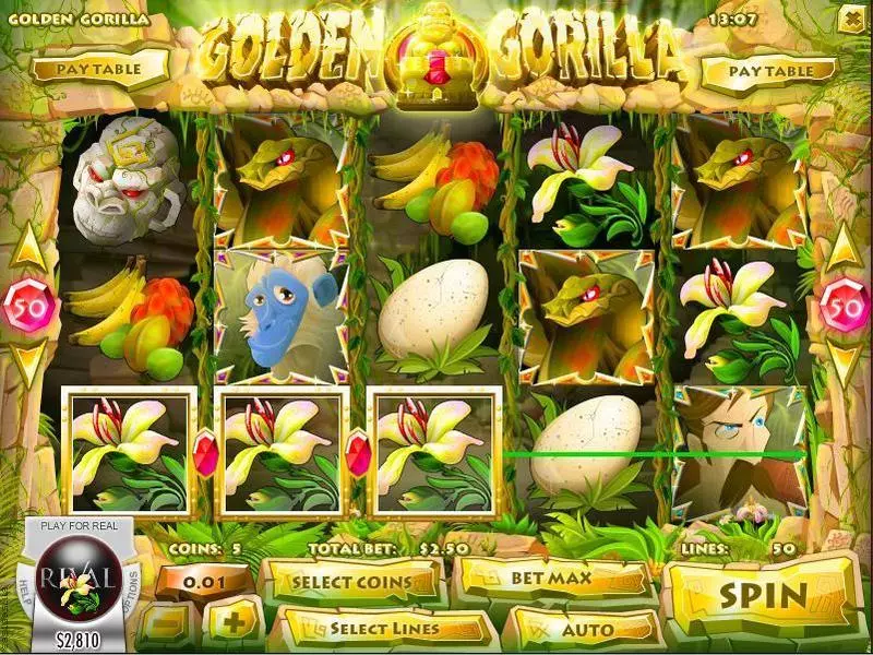 Golden Gorilla  Real Money Slot made by Rival - Main Screen Reels