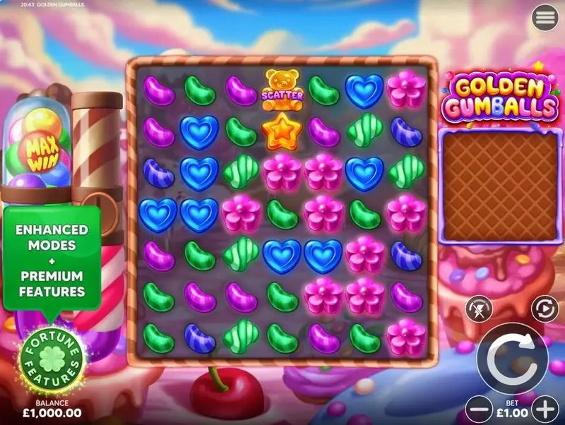 Golden Gumballs  Real Money Slot made by Four Leaf Gaming - Main Screen Reels