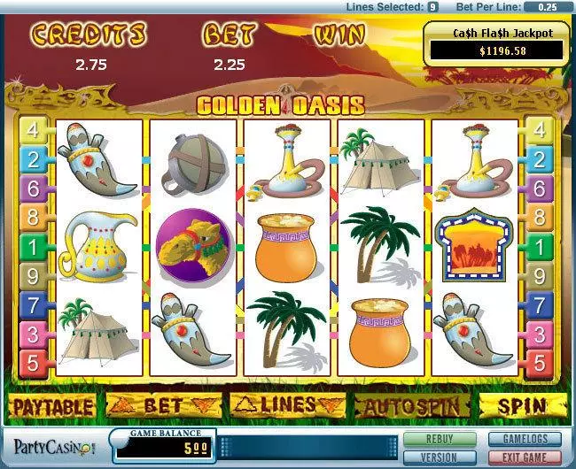 Golden Oasis  Real Money Slot made by bwin.party - Main Screen Reels