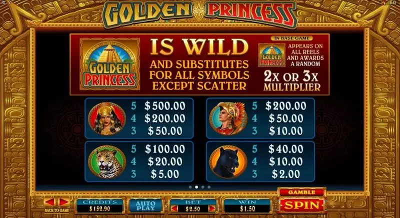 Golden Princess  Real Money Slot made by Microgaming - Info and Rules