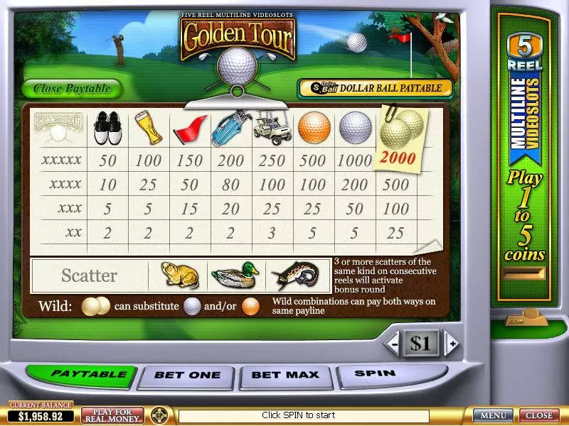 Golden Tour  Real Money Slot made by PlayTech - Info and Rules