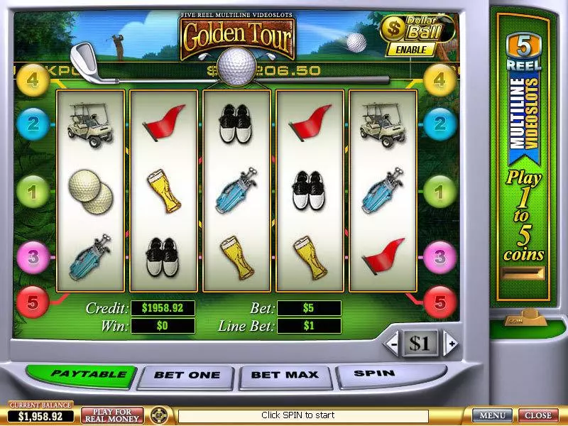 Golden Tour  Real Money Slot made by PlayTech - Main Screen Reels