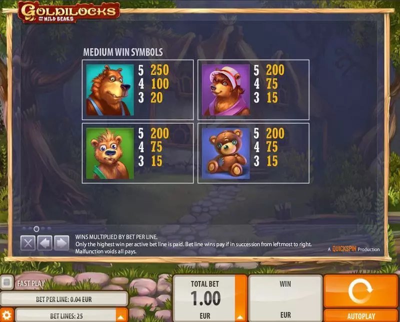 Goldilocks  Real Money Slot made by Quickspin - Info and Rules