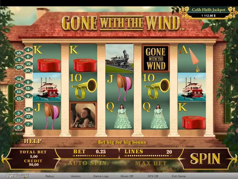 Gone With The Wind  Real Money Slot made by bwin.party - Main Screen Reels