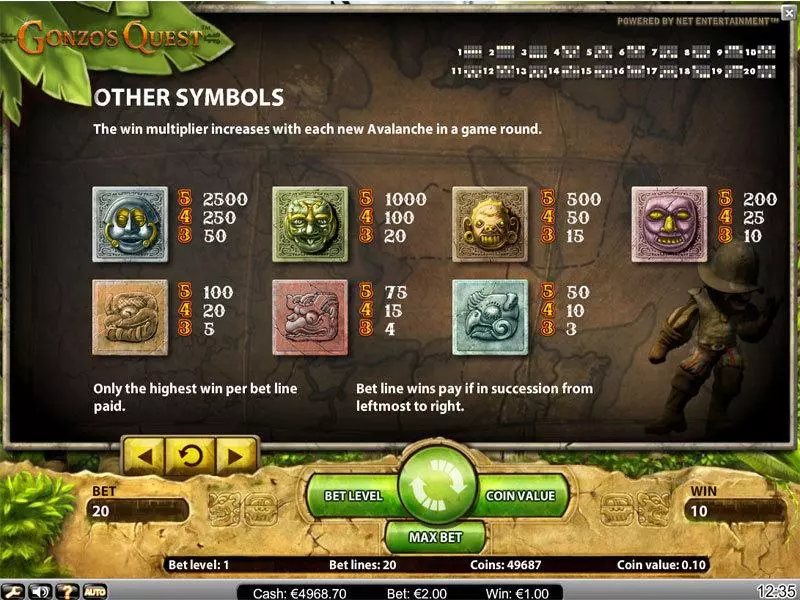 Gonzo's Quest  Real Money Slot made by NetEnt - Info and Rules