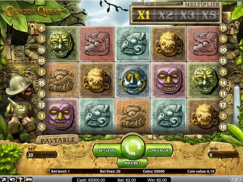 Gonzo's Quest  Real Money Slot made by NetEnt - Main Screen Reels