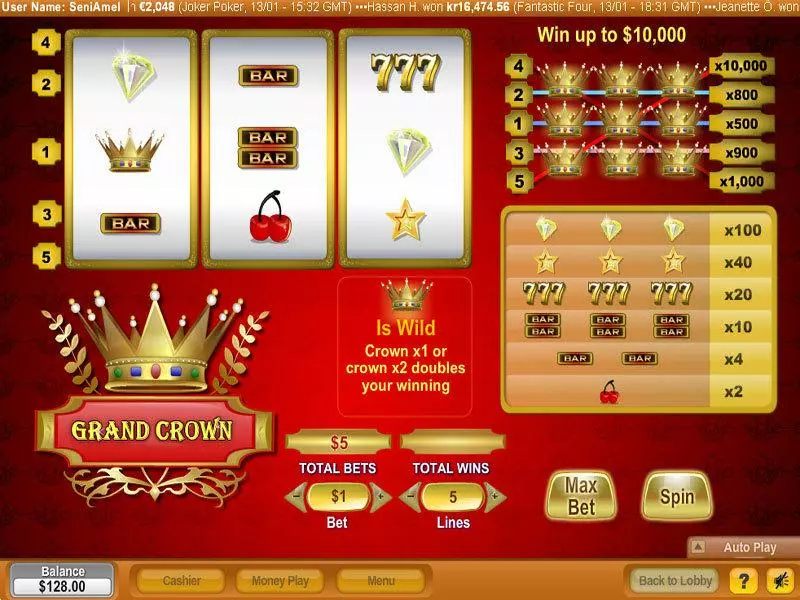 Grand Crown  Real Money Slot made by NeoGames - Main Screen Reels