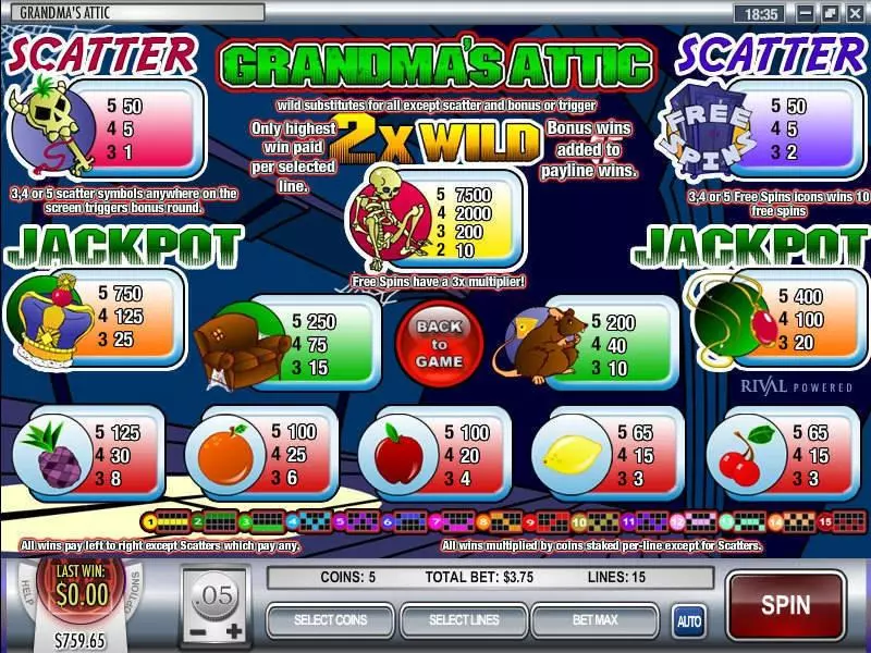 Grandma's Attic  Real Money Slot made by Rival - Info and Rules